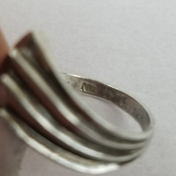 Vintage Modernist Fancy Sterling SILVER Dome Ring - Picture 5 of 8